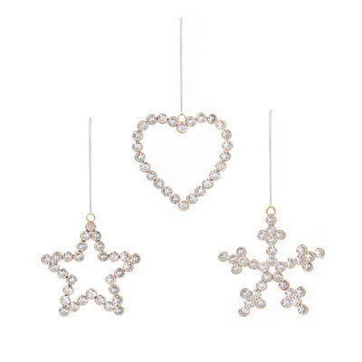 Premier Gold Diamante Hanging Decoration 10cm - 3 Asst. 1