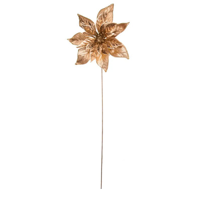 Premier Gold Metallic Poinsettia Stem 50cm - Christmas