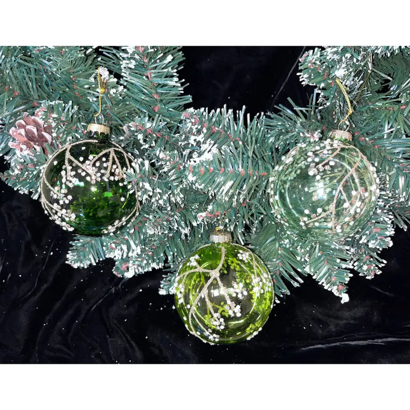 Premier Green & Glitter Forest Seed Bauble 80mm (1 SENT) -