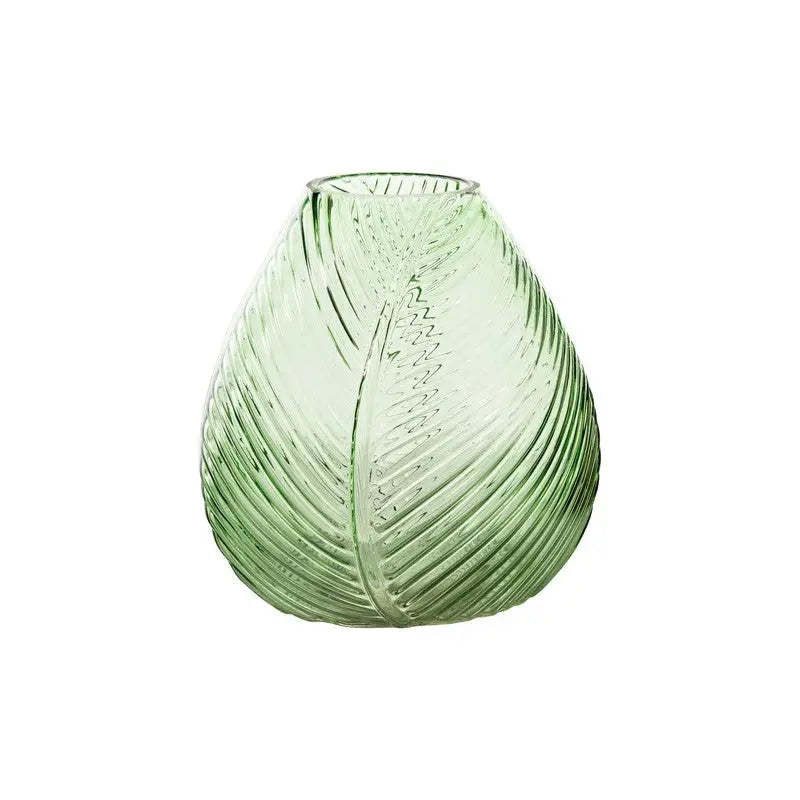 Premier Green Leaf Glass Vase - 30cm - Homeware
