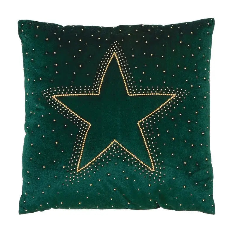 Premier Green Velvet Beaded Star Cushion 45 x 45cm