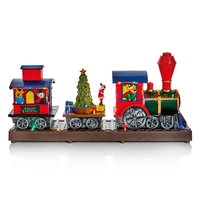 Premier Lit Animated Xmas Train Decoration 37cm - Seasonal &