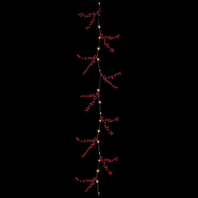 Premier Lit Holly Berry Garland 1.8m Battery Operated