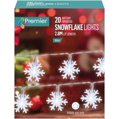 Premier Lit Snowflake Light White Leds - 20 Piece