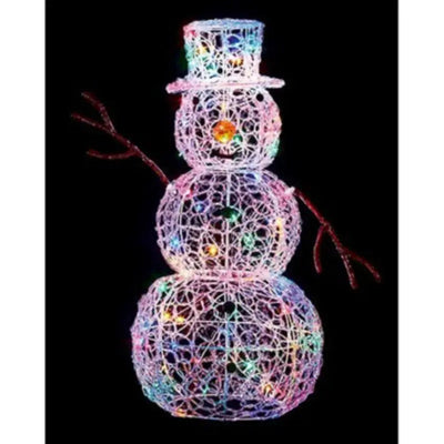 Premier Lit Soft Acrylic Snowman 80 Multi Colour LEDs 90cm -