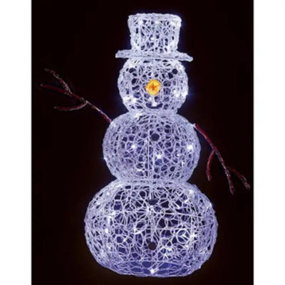 Premier Lit Soft Acrylic Snowman White Twinkling LEDs 90cm -