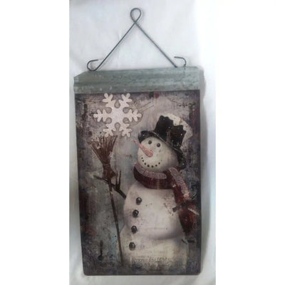 Premier Metal Frosty Snowman Sign 42x23cm - Christmas