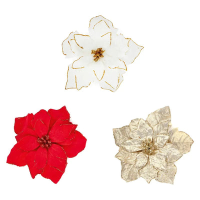 Premier Mix Poinsettia Clip On - Red White or Champagne (1