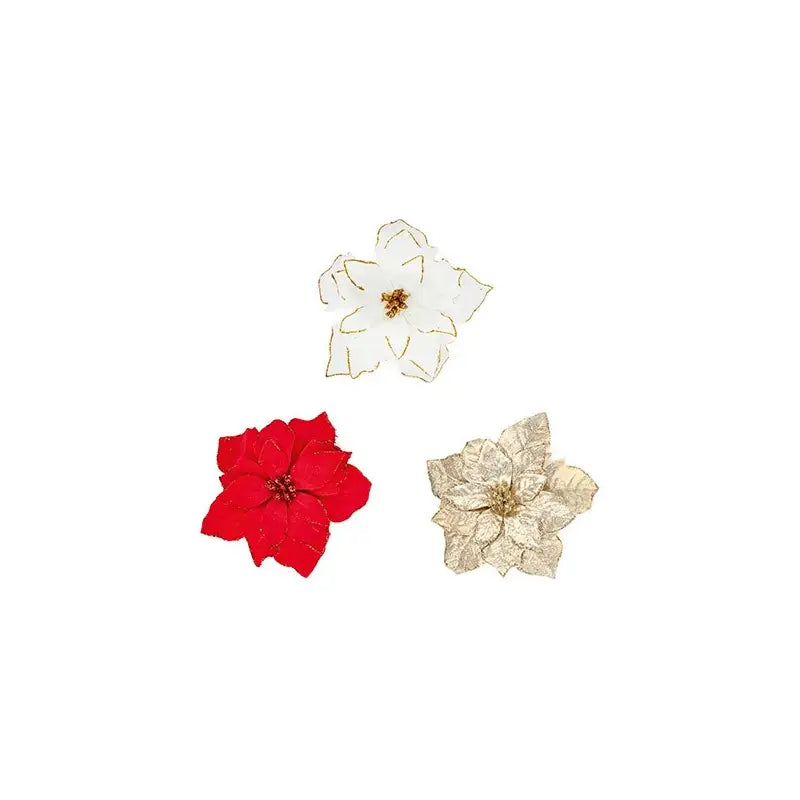 Premier Mix Poinsettia Clip On - Red White or Champagne (1