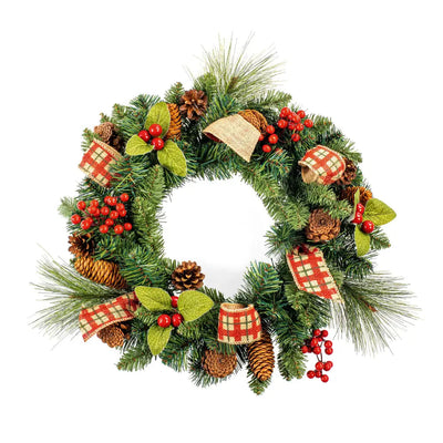Premier Natural Berry & Ribbon Wreath 50cm - Christmas