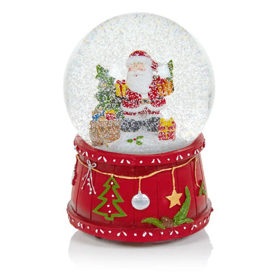 Premier Red Base Santa with Xmas Snowglobe 100mm - Seasonal