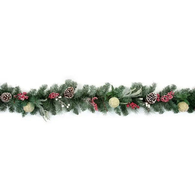Premier Red Berries Cone and White Bauble Garland 1.8M -