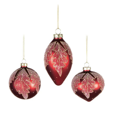 Premier Red Glass With Gold Leaf Bauble 80-110mm (1 SENT) -