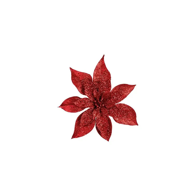Premier Red Glitter Poinsettia Clip On 22cm - Christmas