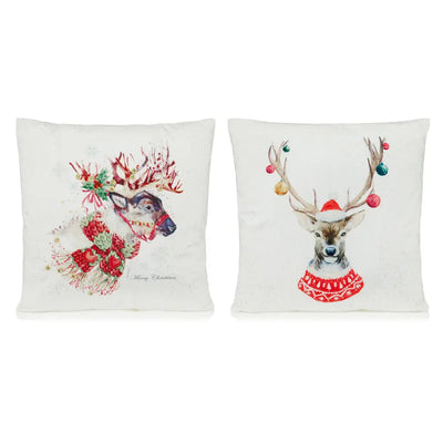 Premier Reindeer With Scarf Cushion 45x45cm 2 Assorted (1