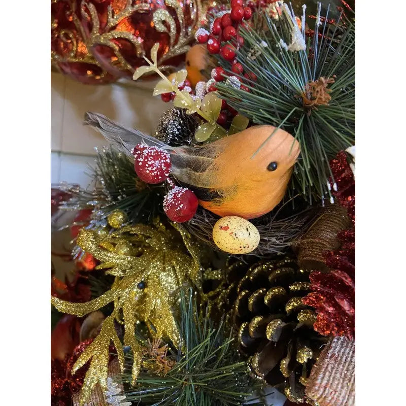 Premier Robin In Nest Flower Pick Decoration 18cm -