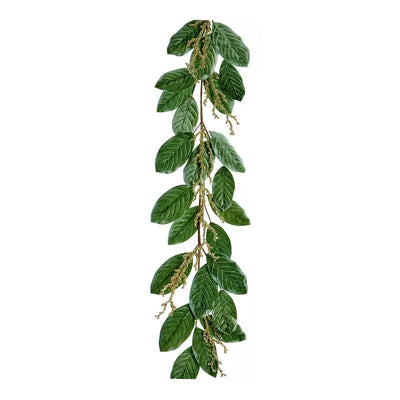Premier Sage Velvet Magnolia Leaf With Gold Sparkle Garland