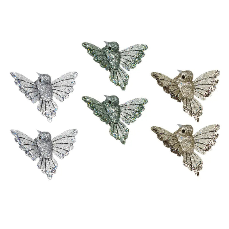 Premier Set of 2 10cm Glitter Birds - 3 Colours (1 Pack of 2