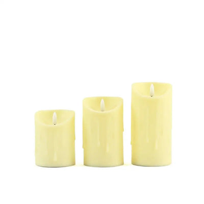 Premier Set of 3 Cream Flickabright Melted Edge Candles -