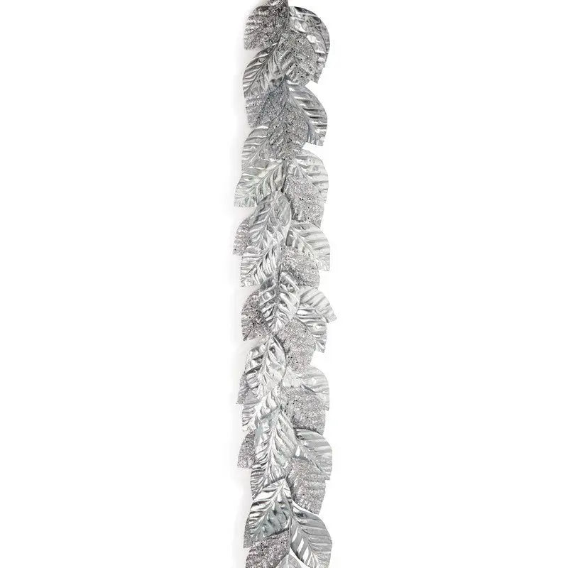Premier Silver Magnolia Leaf Garland 145cm - Christmas