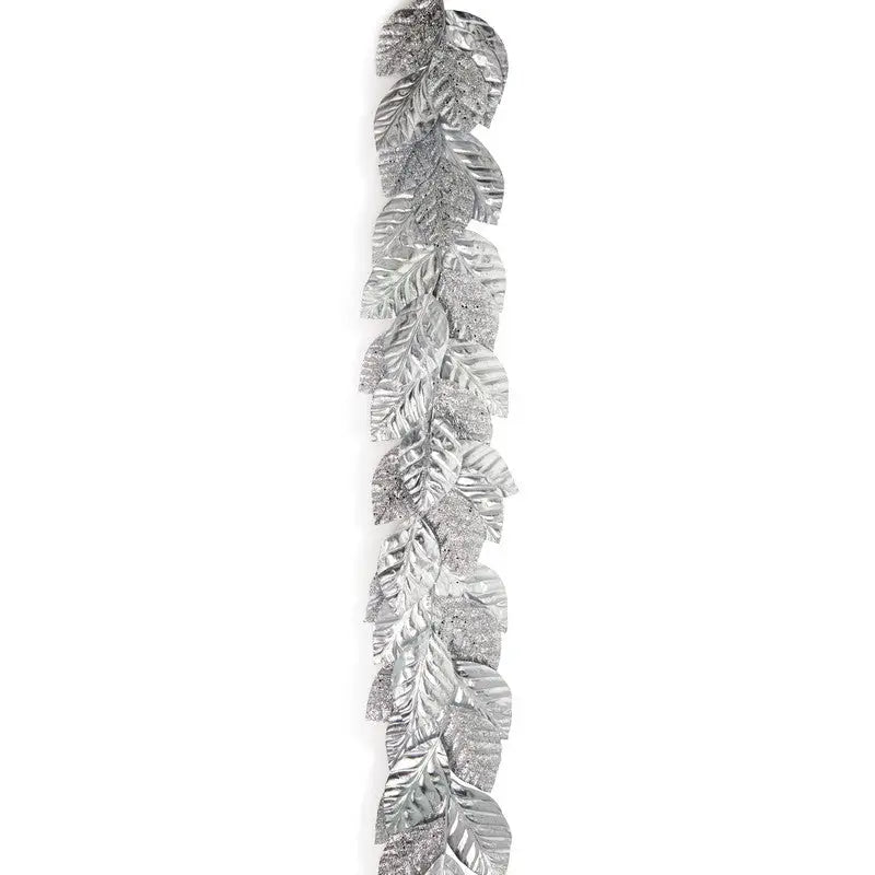 Premier Silver Magnolia Leaf Garland 145cm - Christmas