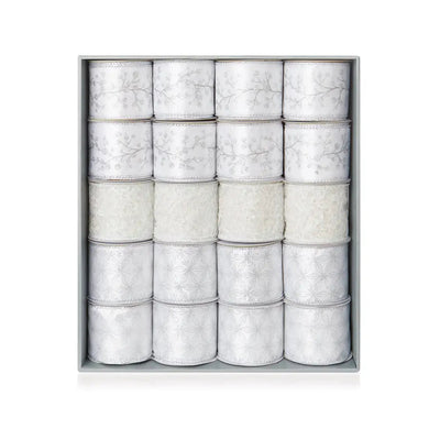 Premier Silver & White Mix Ribbon 6cm x 5m - 3 Designs (1