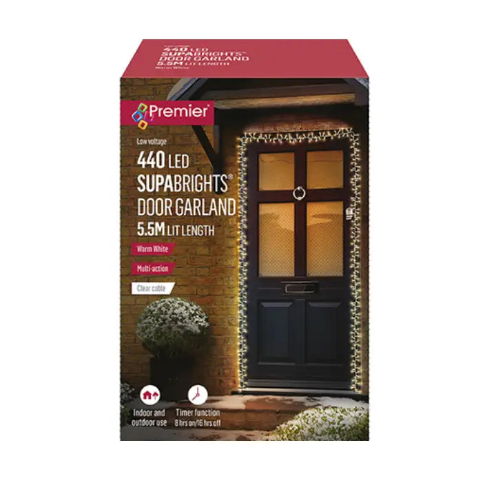 Premier Supabright Door Garland - Warm White 440 LEDs 5.5m