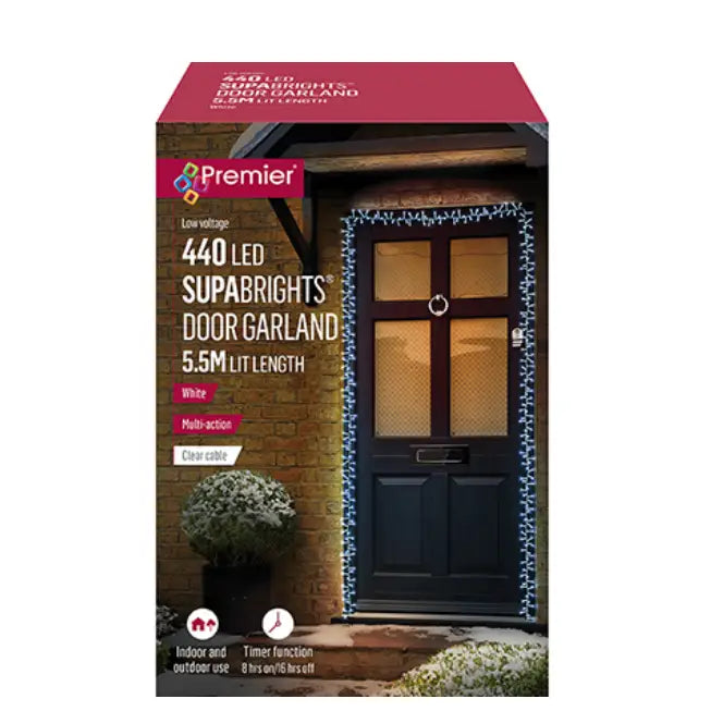 Premier Supabright Door Garland - White 440 LEDs 5.5m