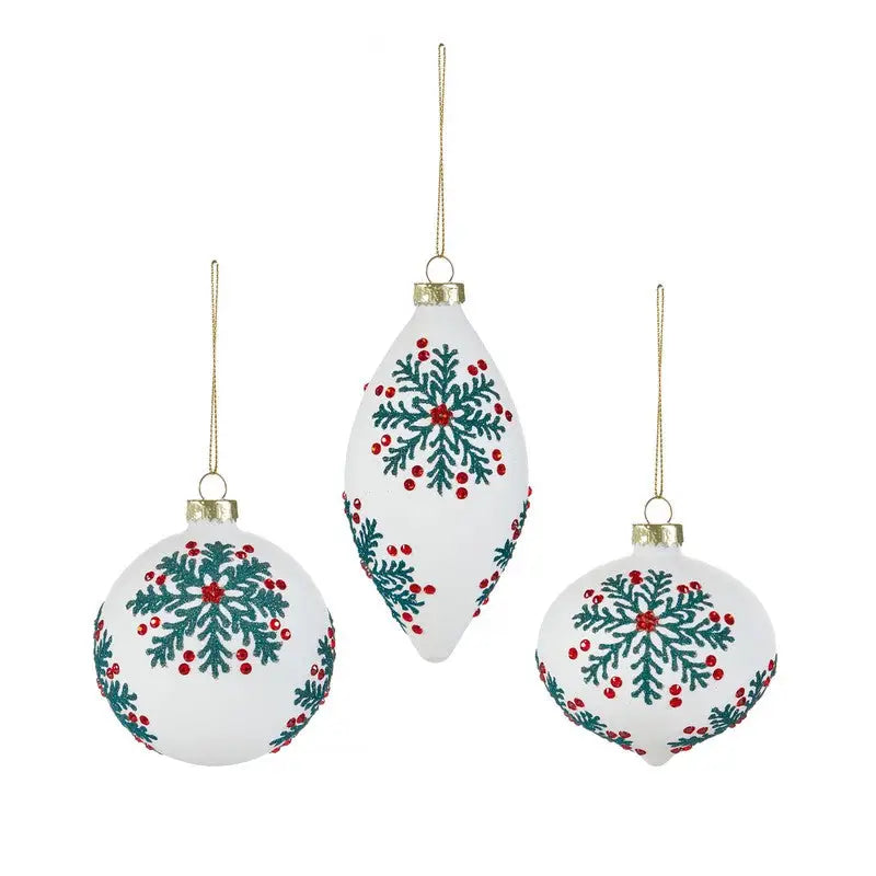 Premier Tree Baubles With Gold Glitter 80mm - (3 Asst. - 1