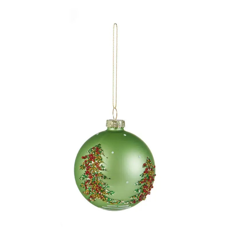 Premier Tree Baubles With Gold Glitter 80mm - (3 Asst. - 1