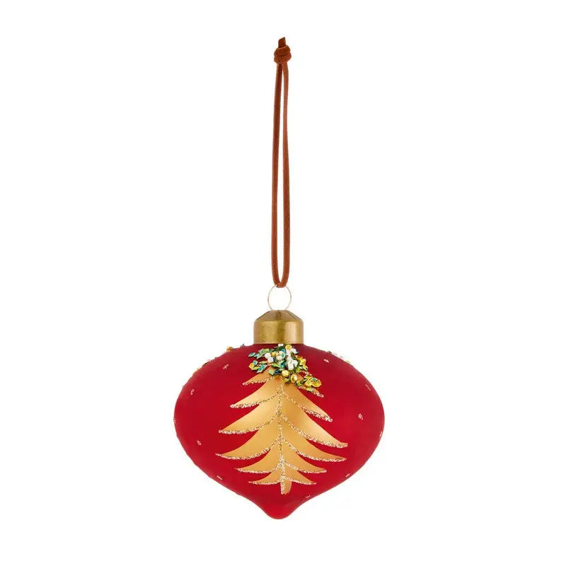 Premier Tree Baubles With Gold Glitter 80mm - (3 Asst. - 1