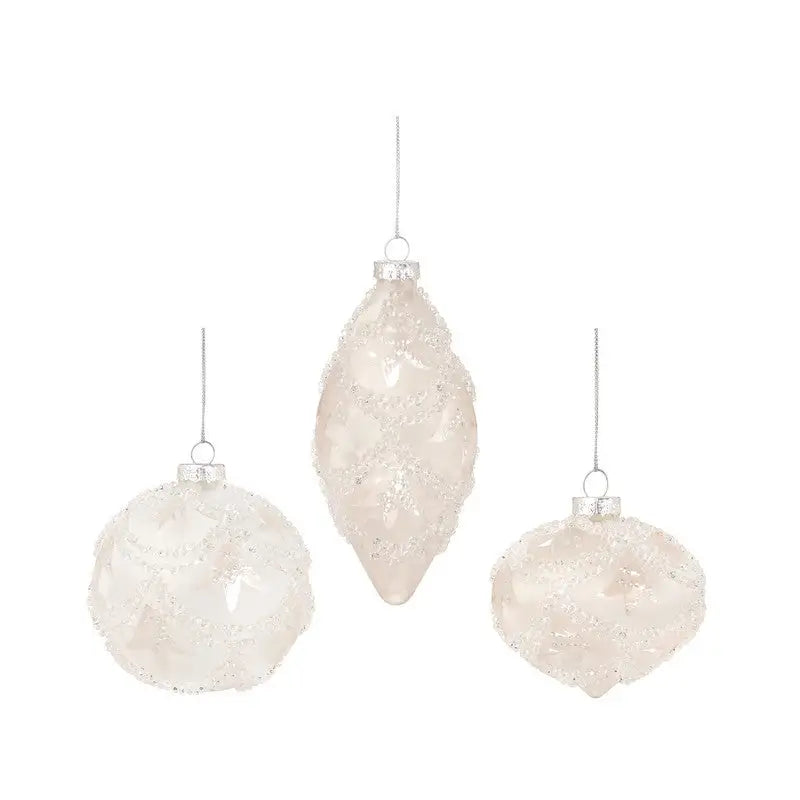 Premier Tree Baubles With Gold Glitter 80mm - (3 Asst. - 1