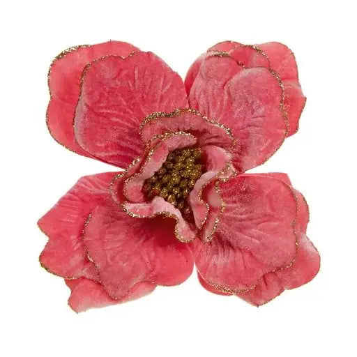 Premier Velvet Dahlia With Champagne Gold Glitter Edge Clip