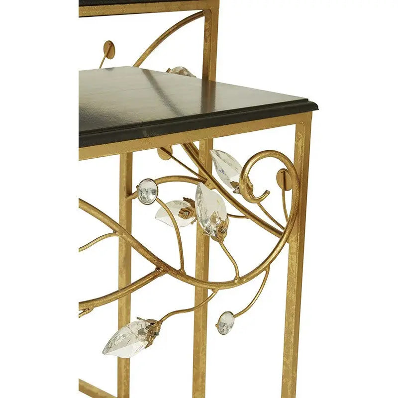 Premier Yaxi Wooden Table Top - Black & Gold - Set of 2 -