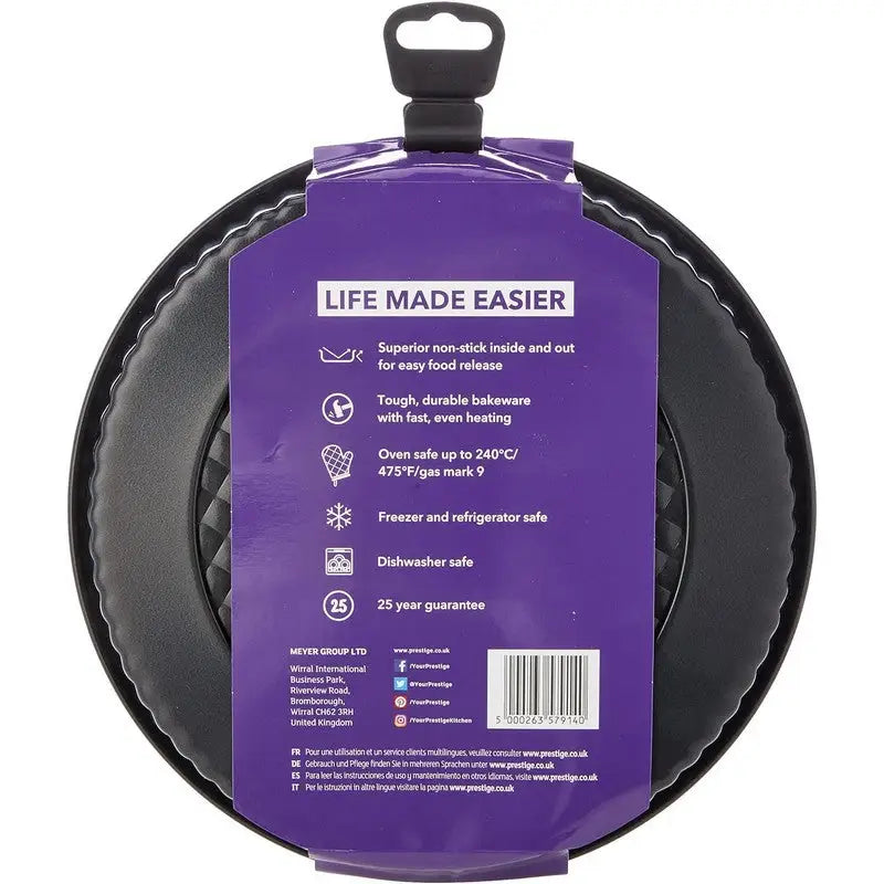 Prestige Inspire Bakeware Flat Tin Round - Black 26x26x3cm