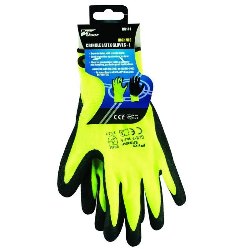 Pro User Crinkle Latex Coated Gloves - Large & XL Available