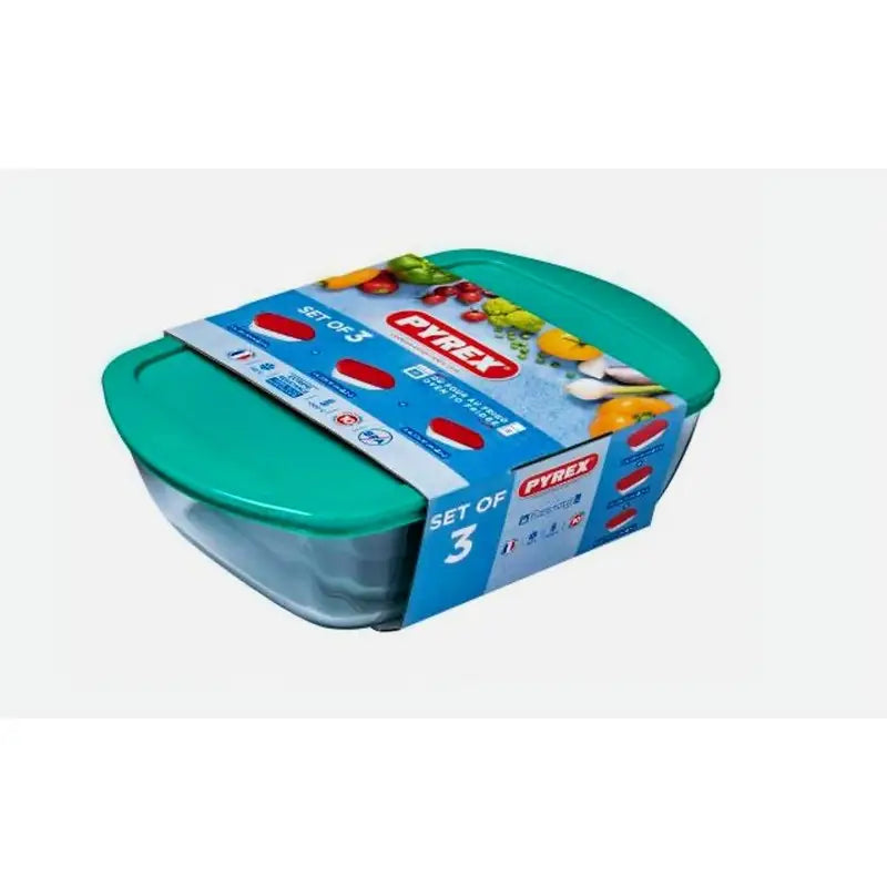 Pyrex Cook & Store 3pk Food Storage With Green Lid - 218P /