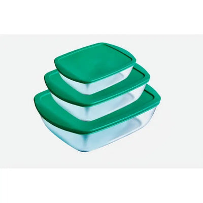Pyrex Cook & Store 3pk Food Storage With Green Lid - 218P /