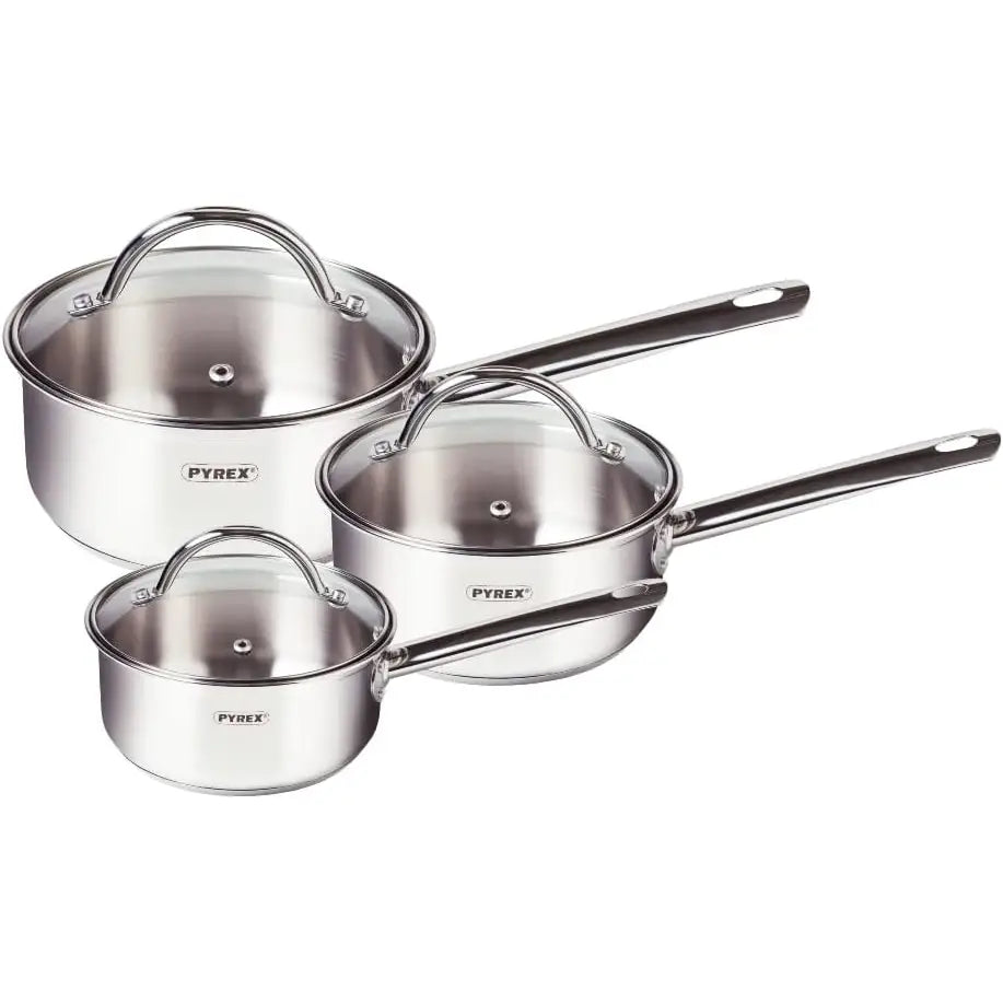 Pyrex Master Set of 3 Saucepans (16cm + 18cm + 20cm) -