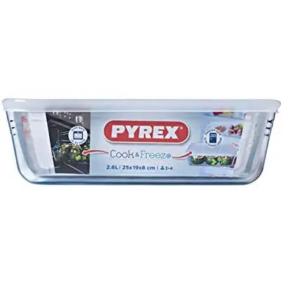 Pyrex Rectangle Glass Dish and Lid 25x20cm (approx 2.6