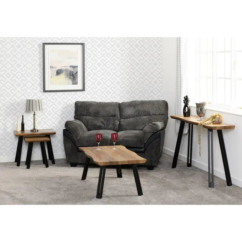 Quebec Wave Edge Console Table - Medium Oak Effect -