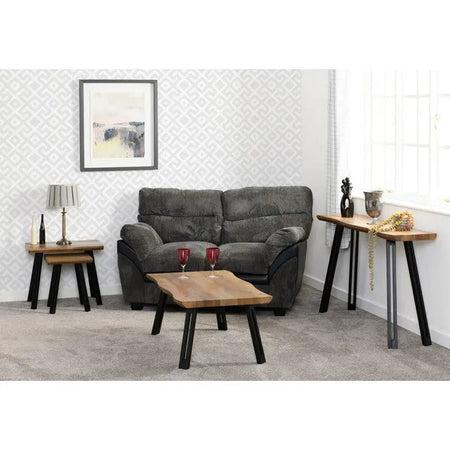 Quebec Wave Edge Console Table - Medium Oak Effect -