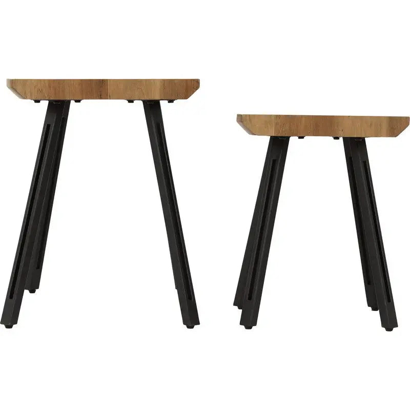 Quebec Wave Edge Nest Of Tables - Medium Oak Effect /