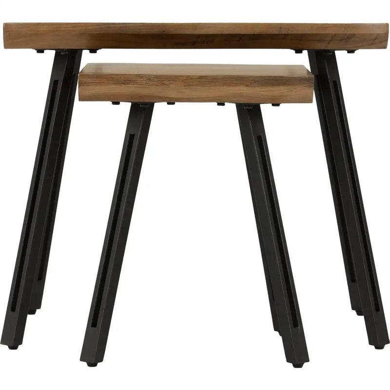 Quebec Wave Edge Nest Of Tables - Medium Oak Effect /
