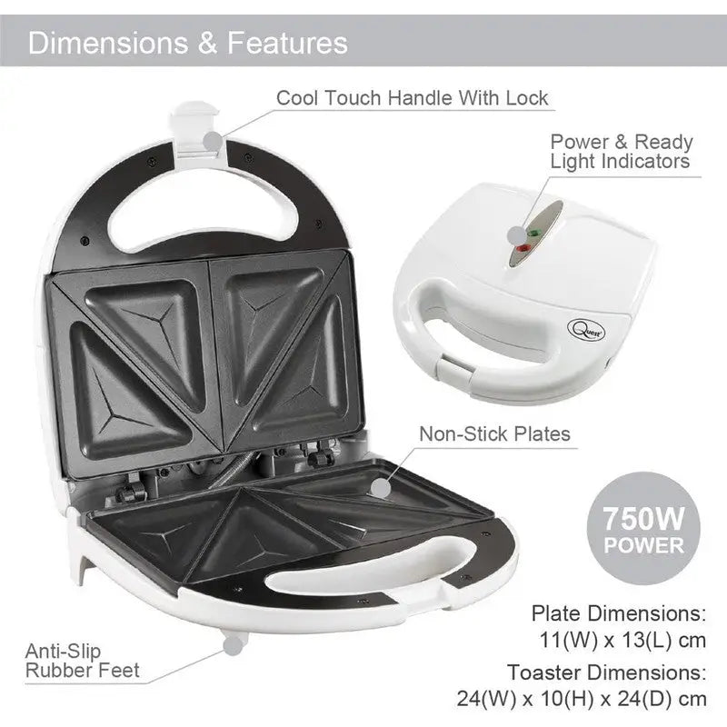 Quest Non-Stick Sandwich Toaster White - Kitchenware >>