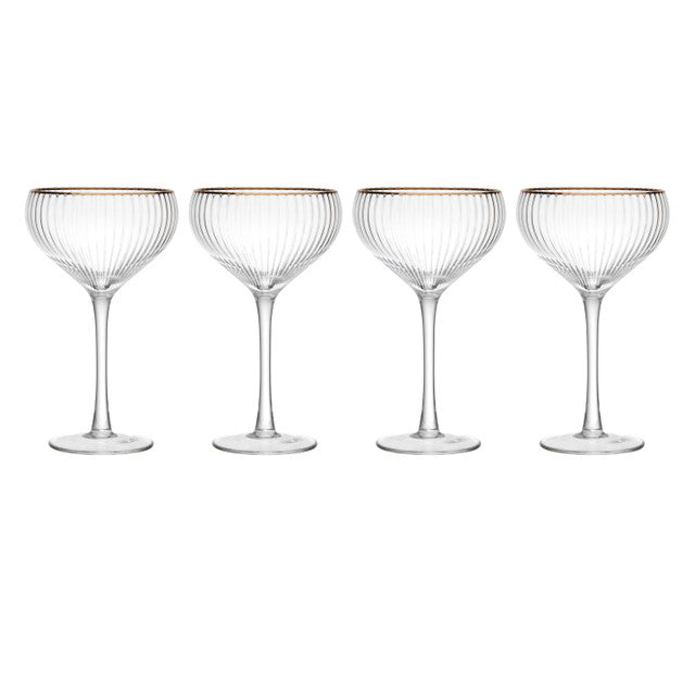 Mikasa Sorrento 4-Piece Crystal Coupe Glass Set, 350ml