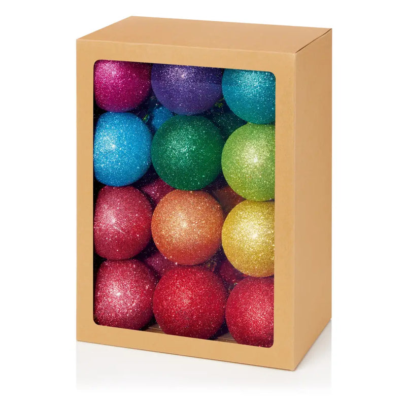 Rainbow Glitter Balls Bauble 24 x 60mm - Christmas >>