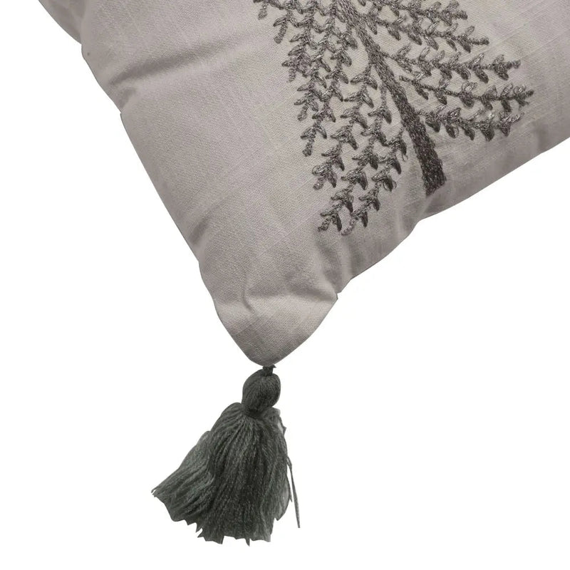 Rectangle Silver Tree Cushion with Tassles - Seasonal &