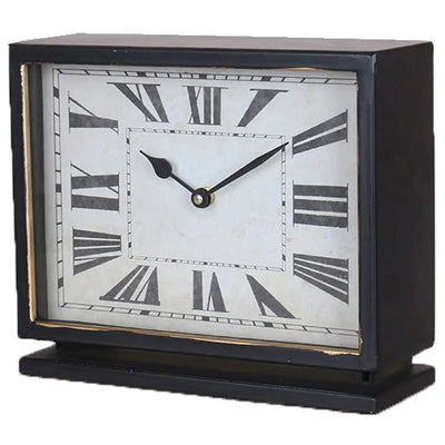 Rectangular Black Metal Table Clock 28x10x24cm - Clocks