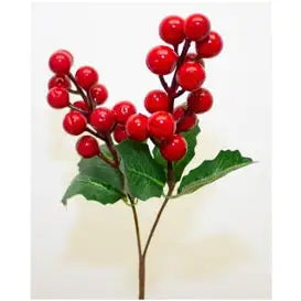 Red Berry & Foliage Sprig 26cm - Seasonal >> Christmas >>